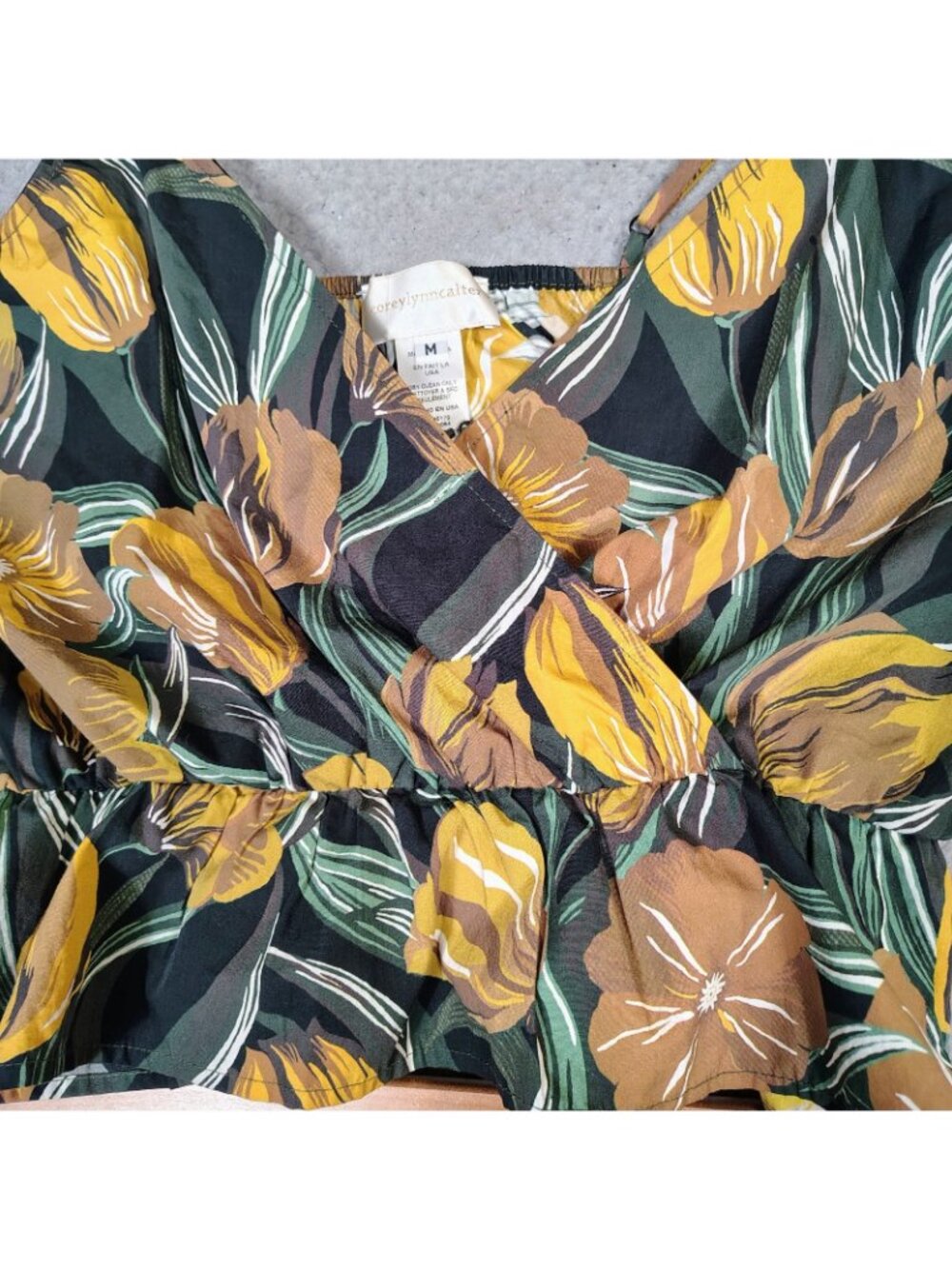 Corey Lynn Calter Skirt Suit 2-Piece Set Women's M/S Yellow Floral Peplum A-Line - Picture 7 of 16